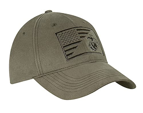 Rothco USMC Eagle, Globe and Anchor/US Flag Low Pro Cap, Olive Drab