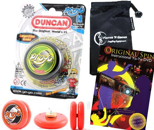 Duncan PROYO YoYo -Black- Pro String Trick YoYos with Travel Bag  plus 75 Yo-Yo Tricks DVD Pro YoYos For Kids and Adults