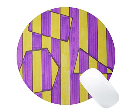 Mousepad Purple Yellow Stripe Geometric Figure Pritn Non-Slip Round Mouse Mat