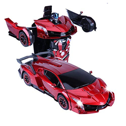 LANKEE Transform Car Robot?Remote Control Car One Button Transforms into Robot?1:12 Scale Transforming Remote Control Robot Deformation Car Model Toy for Kids,Red LANKEE Transform Car Robot?Remote Control Car One Button Transforms into Robot?1:12 Scale Transforming Remote Control Robot Deformation Car Model Toy for Kids,Red