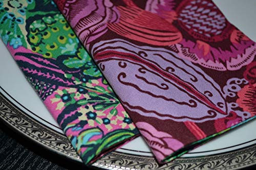 Cloth Napkins, Reversible, Designer Flowers/Set of 4