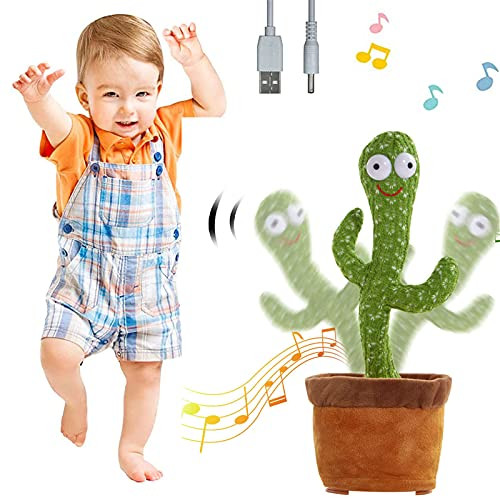 NYANGLI Sing Cactus Mimicking Toy,Funny Dancing Cactus Toy,Luminous Cactus Plush Toy,Doll Early Childhood Education Toys,Can Mimic Speaking,Sing,Repeat,Dance,Recording,LED Luminous,USB Charging