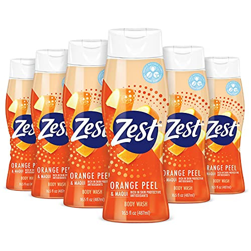 Zest Orange Peel and Maqui Body Wash - Invigorating and Energizing Ingredients Refresh, Moisturize and Soothe your Skin - 16.5 Fl Oz - Pack of 6
