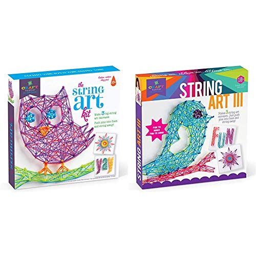 Craft-tastic  String Art Kit  Craft Kit Makes 3 Large String Art Canvases  Owl Edition  and   String Art Kit  Craft Kit Makes 3 Large String Art Canvases  Bird Edition