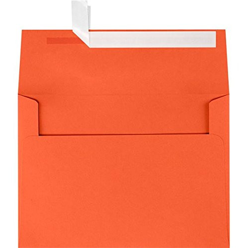 LUXPaper A6 Invitation Envelopes for 4 5/8 x 6 1/4 Cards in 80 lb. Tangerine, Printable Envelopes for Invitations, with Peel and Press Seal, 50 Pack, Envelope Size 4 3/4 x 6 1/2 -Orange-