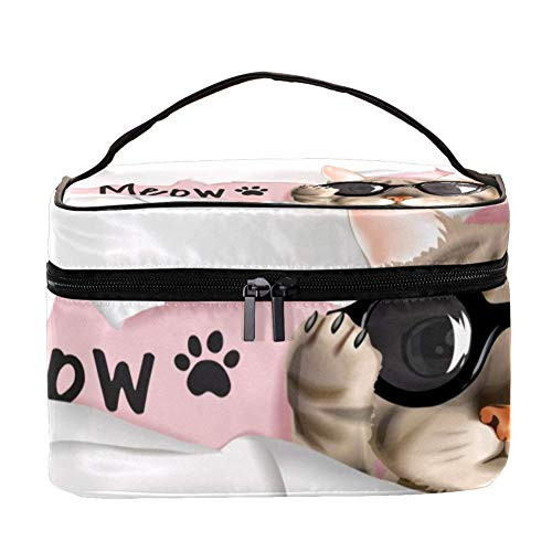 Inhomer Cosmetic Bag Black Sunglass Cat Travel Makeup Case Handy Toiletry Organizer Storage Box