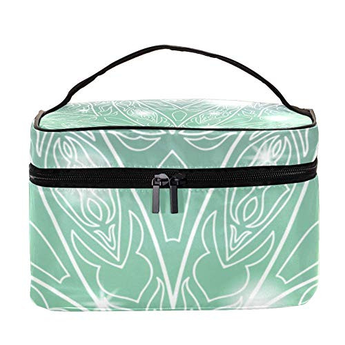 Inhomer Cosmetic Bag Green Shining Floral Travel Makeup Case Handy Toiletry Organizer Storage Box Inhomer Cosmetic Bag Green Shining Floral Travel Makeup Case Handy Toiletry Organizer Storage Box