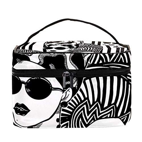 Inhomer Cosmetic Bag African Woman Head Wrap Travel Makeup Case Handy Toiletry Organizer Storage Box Inhomer Cosmetic Bag African Woman Head Wrap Travel Makeup Case Handy Toiletry Organizer Storage Box