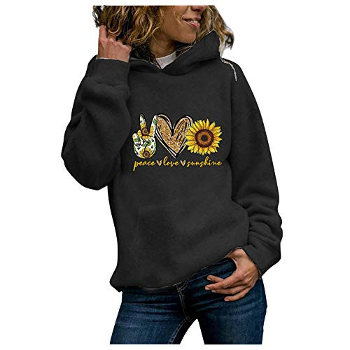 Tuuu Women's Hoodies Sweatshirt Long Sleeve Print Drawstring Pullover Sweatshirt Casual Graphic Pullover Tops