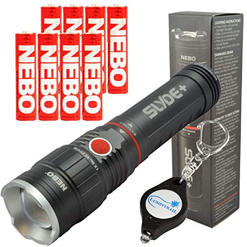 Nebo Slyde+ (Plus) 6525 LED Flashlight Worklight with 8 Nebo AAA Batteries and Lumintrail Keychain Light Nebo Slyde+ (Plus) 6525 LED Flashlight Worklight with 8 Nebo AAA Batteries and Lumintrail Keychain Light