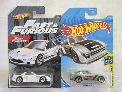 Hot Wheels Fast and Furious '95 Mazda RX-7 Silver and White Die Cast 1/64 Scale 2 Car Bundle Hot Wheels Fast and Furious '95 Mazda RX-7 Silver and White Die Cast 1/64 Scale 2 Car Bundle