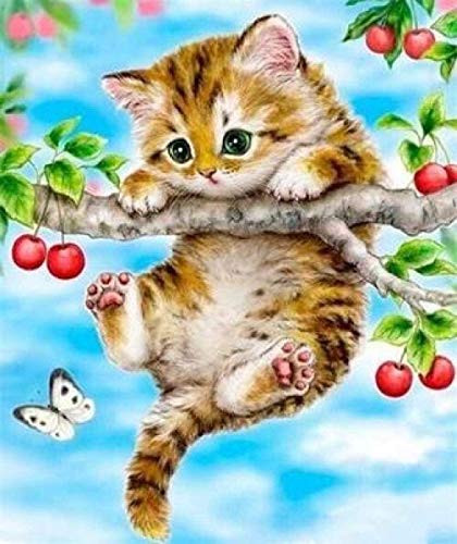 5D Diamond Painting Full Diamond Diamond Painting Diamond Cross Stitch Rhinestone Embroidery Kitten Figure Decoration Gift 40x50Cm