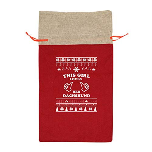 Merry Christmas Dachshund Christmas Drawstring Gift Bags New Year Kids Favors Bag Xmas Party Decor Present Jewelry Candy Treats Packing Bag