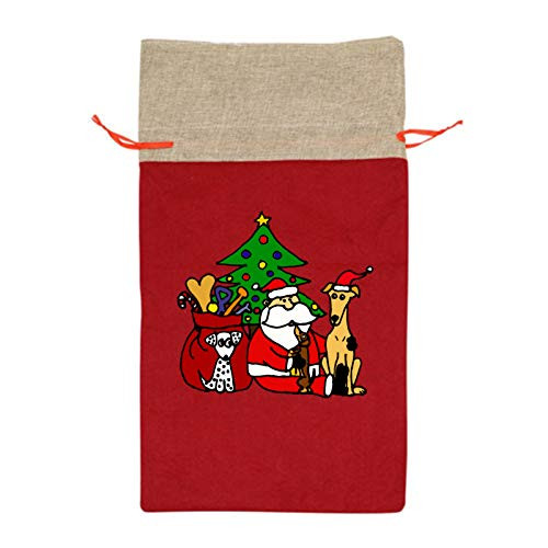 Santa Claus and Dogs Christmas Art Christmas Drawstring Gift Bags New Year Kids Favors Bag Xmas Party Decor Present Jewelry Candy Goody Packing Bag