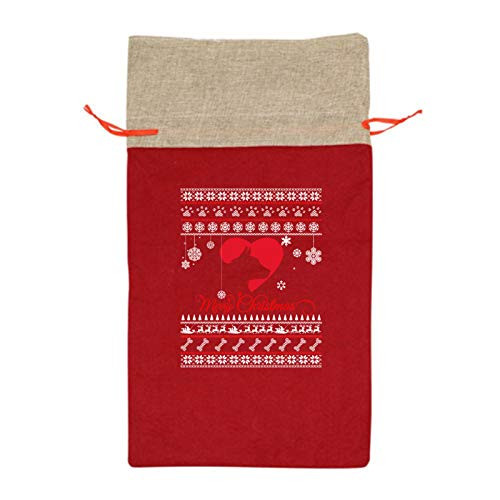 Merry Xmas Dog A Christmas Drawstring Gift Bags New Year Kids Favors Bag Xmas Party Decor Present Jewelry Candy Treats Wrapping Bag