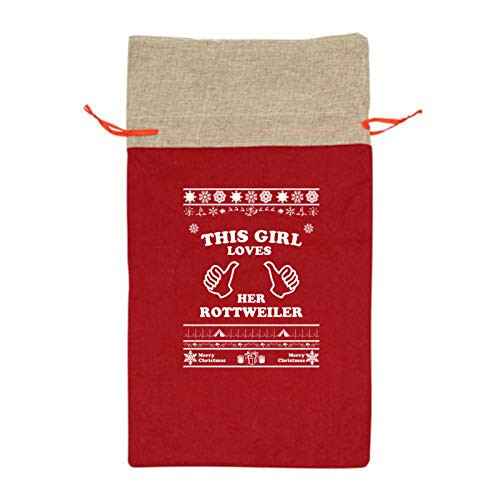 Merry Christmas Rottweiler Christmas Drawstring Gift Bags New Year Kids Favors Bag Xmas Party Decor Present Jewelry Candy Treats Packing Bag
