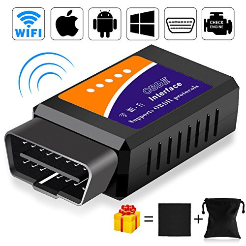 UBRU OBD2 Scanner, Updated OBDII Car Diagnostic Tool Scanner Engine Error Code Check Wireless WiFi Car Diagnostic Scanner Engine Light Diagnostic Tool Date Feed to iOS Android Windows Devices
