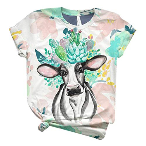 Dosoop Women Plus Size Short Sleeve Cute 3D Cow Print Casual Crewneck Summer Graphic T-Shirt Blouse Tops Tees Pullover Dosoop Women Plus Size Short Sleeve Cute 3D Cow Print Casual Crewneck Summer Graphic T-Shirt Blouse Tops Tees Pullover