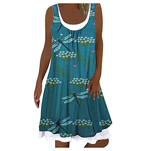 Womens Summer Dresses Casual Loose Knee Length Tank Dress Sleeveless Scoop Neck Pleated Romper Midi T Shirt Dress Womens Summer Dresses Casual Loose Knee Length Tank Dress Sleeveless Scoop Neck Pleated Romper Midi T Shirt Dress