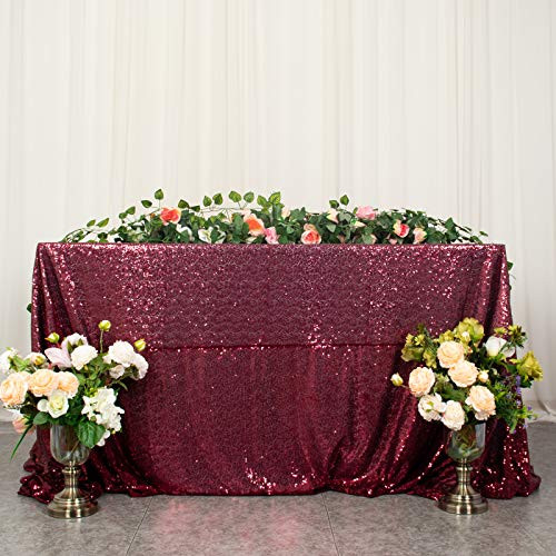 Sequin Tablecloth Burgundy Rectangular 60x120-Inch Sequence Maroon Table Cloths Wine Table Cover/Overlays/Linens -0227S