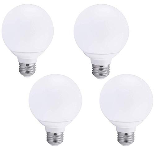 Lxcom Lighting G95 LED Bulbs 9W Globe Vanity Light Bulbs E26/E27 Base Daylight White 6000K 90W Equivalent for Makeup Vanity Mirror Bathrooms Lamp, AC 85V-265V -4 Pack-
