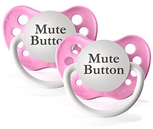 Personalized Pacifiers Mute Button Pacifier in Pink - 2 Count