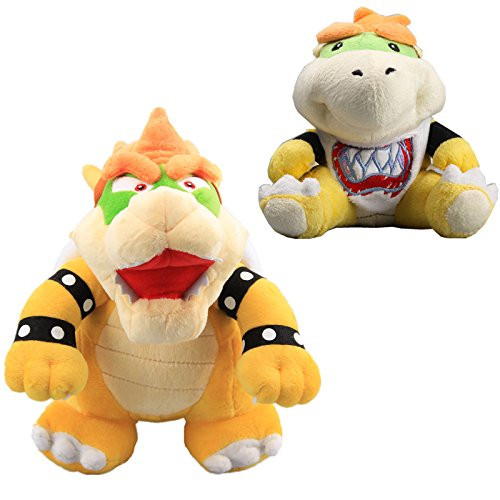 uiuoutoy Super Mario Bros 10'' King Bowser & 7'' Bowser Jr. Koopa Plush Set 2pcs