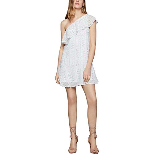 BCBGeneration Women's ONE Shoulder Ruffle Hem Dress, Spiraling Ladder Sample, XXS