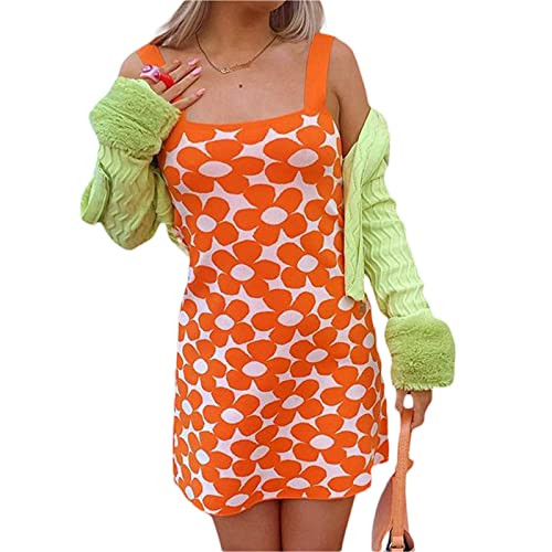 Women Sexy Halter Neck Sleeveless Bodycon Dress Y2K Knitted Mini Dress V Neck Backless Short Dress E Girl Summer Streetwear -Orange, Small- Women Sexy Halter Neck Sleeveless Bodycon Dress Y2K Knitted Mini Dress V Neck Backless Short Dress E Girl Summer Streetwear -Orange, Small-