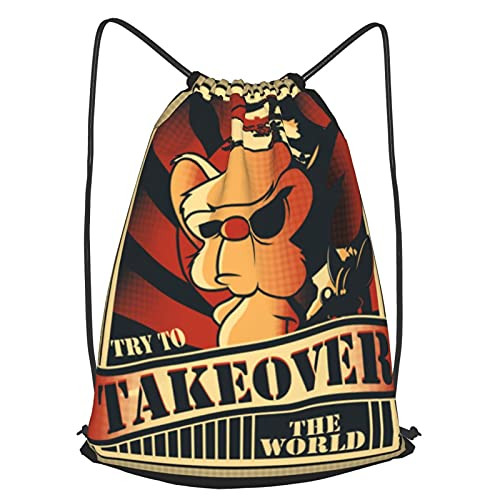 Pinky And The Brain Takeover The World Drawstring Backpack Lightweight Sport Gym Waterproof Yoga