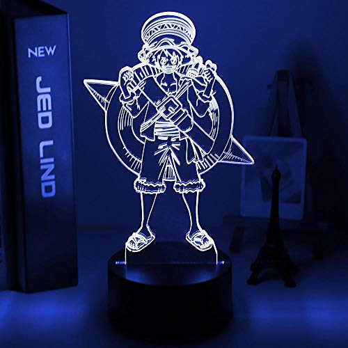 3D Night Light ONE Piece Monkey D. Luffy Figure Kids Night Light Led Battery Powered Touch Sensor Nightlight for Home Decor 3D Lamp Luffy ZBXQ
