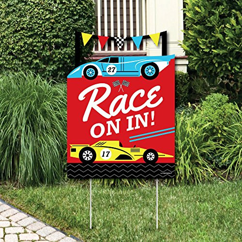 Big Dot of Happiness Lets Go Racing - Racecar - Party Decorations - Race Car Birthday Party or Baby Shower Welcome Yard Sign