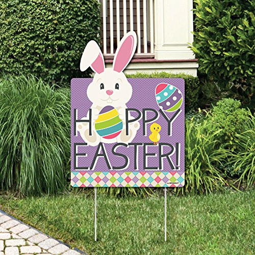 Big Dot of Happiness Hippity Hoppity - Easter Bunny Decorations - Hoppy Easter Welcome Yard Sign