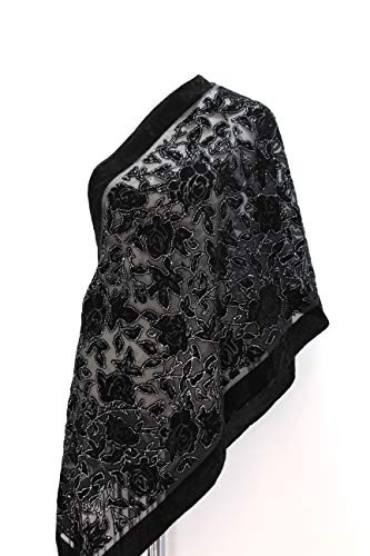 handmade New Elegant Floral Black Color Silk Burnout Velvet Scarf Shawl Wrap