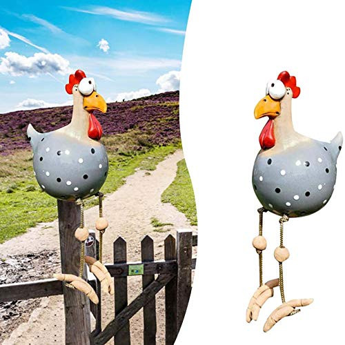 Daze Rooster Resin Decoration Chicken Hilde Garden Decoration Rooster Decor Animal Figure Garden Plug Pottery Figure Handcraft Ornament for Yard Stakes Home Indoor Outdoor Yard Decor -Gray-