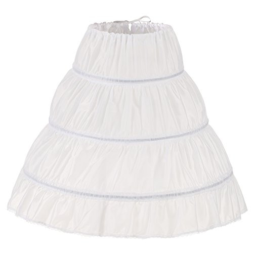 WOWBRIDAL Girls' 3 Hoops Petticoat Full Slip Flower Girl Crinoline Skirt,White,Large