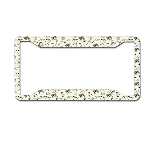 PoppyAnthony Iconic French Figures Arc de Triomphe Perfume Eiffel Tower with Vintage Lady Licence Plate Frame Aluminum License Plate Cover for US Canada 4 Hole and Screw