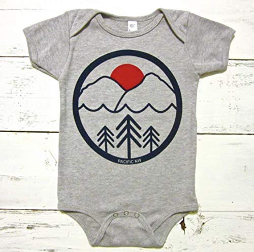 Pacific Northwest baby onesie. Pac NW unisex baby body suit. PNW infant one piece.