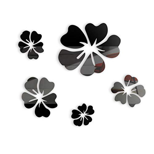 Acrylic Wall Stickers Living Room TV Wall Flower Five Three-Dimensional Crystal Mirror Wall Stickers,Black Acrylic Wall Stickers Living Room TV Wall Flower Five Three-Dimensional Crystal Mirror Wall Stickers,Black