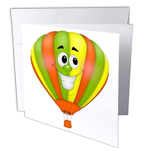 3dRose Cute Orange, Yellow, Green Hot Air Balloon Illustration - Greeting Cards -gc-341655-2-