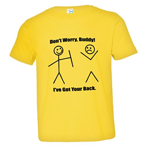 PleaseMeTees Toddler I Got Your Back Don't Worry Stickman Figure HQ Tee-Yelow-4