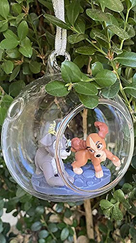 asdf Disney Lady  and  The Tramp Custom PVC Figure in Globe 4" Holiday Christmas Tree Ornament 2pcs Detachable
