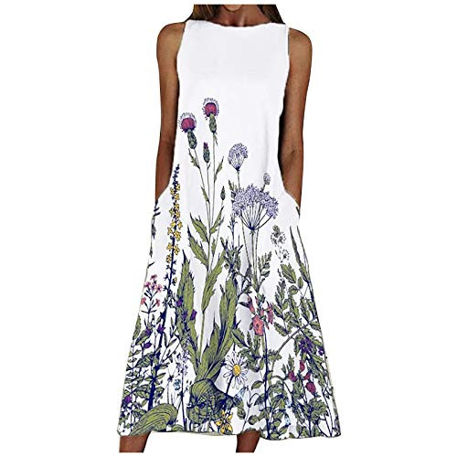 JINF Women Fashion Casual O-Neck Gradient Print,Casual Short Sleeve Spaghetti Maxi Dress Evening Party Dress White