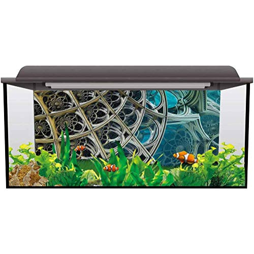 bybyhome Aquarium Background Decoration Fractal,Floral Themed Figures Underwater Backdrop Image Decor L24 X H24 Inch