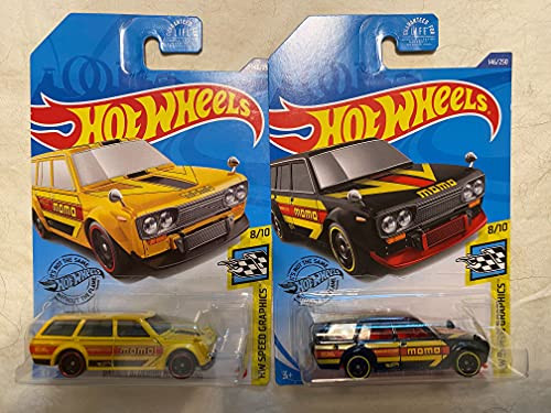 Hot Wheels HW Speed Graphics Datsun Bluebird Wagon 510 Yellow and Black Die Cast 1/64 Scale 2 Car Bundle Hot Wheels HW Speed Graphics Datsun Bluebird Wagon 510 Yellow and Black Die Cast 1/64 Scale 2 Car Bundle
