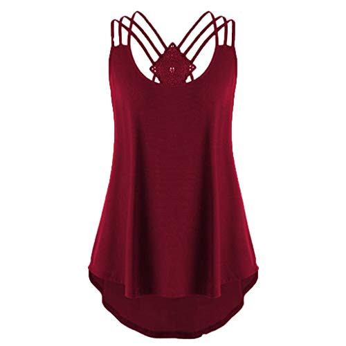 TOPUNDER Women' Bandages Sleeveless Vest Tops High Low Tank Top Notes Strappy Tank Tops Wine TOPUNDER Women' Bandages Sleeveless Vest Tops High Low Tank Top Notes Strappy Tank Tops Wine
