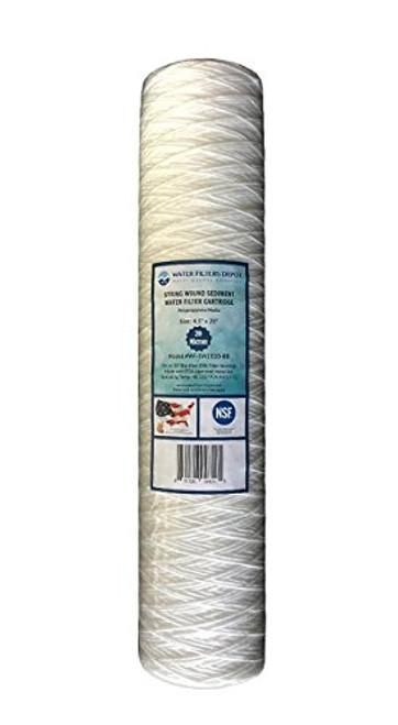 WFD, WF-SW2020-BB 4.5"x20" 20 Micron String Wound Sediment Water Filter Cartridge, Fits in 20" Big Blue -BB- Housings of Whole House Filter Systems -1 Pack, 20 Micron- WFD, WF-SW2020-BB 4.5"x20" 20 Micron String Wound Sediment Water Filter Cartridge, Fits in 20" Big Blue -BB- Housings of Whole House Filter Systems -1 Pack, 20 Micron-