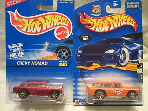 Hot Wheels Chevy Nomad Red 502  and  Orange 106 Die Cast 1/64 Scale 2 Car Bundle