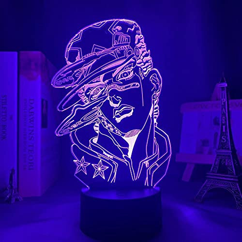 Anime Figure Illusion Lamp 3D JoJo Bizarre Adventure for Bedroom Decor Light Birthday Gift Manga JoJo Led Night Light Jotaro Kujo-Remote Control
