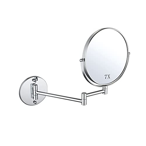 JIMITE Wall Mounted Makeup Mirror 1X and 7X Magnification 8 inch Two Sided Bathroom Hotel Cosmetic Mirror Chrome Finished JIMITE Wall Mounted Makeup Mirror 1X and 7X Magnification 8 inch Two Sided Bathroom Hotel Cosmetic Mirror Chrome Finished